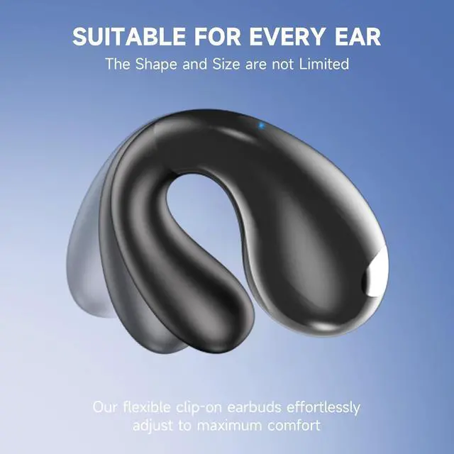 Alt view image 5 of 7 - Open Ear Earbuds Wireless Bluetooth 6.1 Earphones Flexible Clip On Ear buds with 36H Playtime LED Display Bone Conduction Headphones IPX7 Waterproof Light Weight Fit for Every Ear Sport Workout