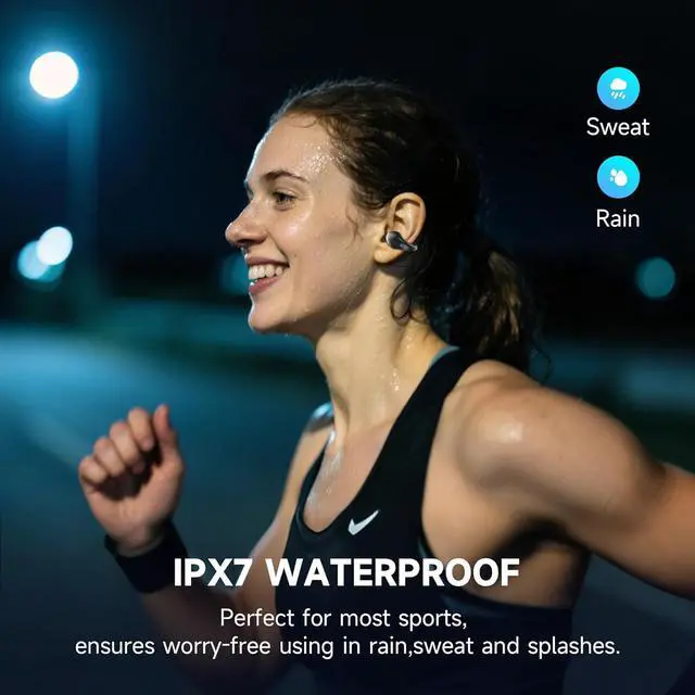 Alt view image 7 of 7 - Open Ear Earbuds Wireless Bluetooth 6.1 Earphones Flexible Clip On Ear buds with 36H Playtime LED Display Bone Conduction Headphones IPX7 Waterproof Light Weight Fit for Every Ear Sport Workout