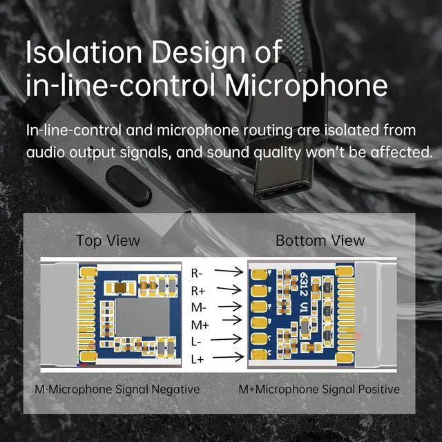 Alt view image 5 of 7 - MATE Type C Headphone Decoding Upgrade Cable HIFI Earphone Detachable Cable with Microphone for  Galaxy Google Pixel and Most USB C Devices (Type C to MMCX)