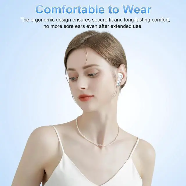 Alt view image 7 of 7 - Wireless Earbud Bluetooth 5.3 Headphones Deep Bass with 4 HD Mics Wireless Headphones in Ear 40H Playtime Bluetooth Earphones with Light Weight IP7 Waterproof Ear Buds for Android IOS Silver