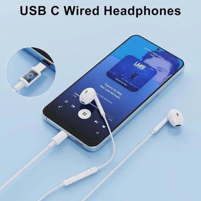 Alt view image 7 of 7 - USB C Headphones for iPhone 17/16/15 2 Pack Type C Earbuds Wired Earphones with Microphone & Remote Control for iPhone 17/16/15 pro i-Pad Pro Galaxy S23/S22/S21/S20/Ultra Note
