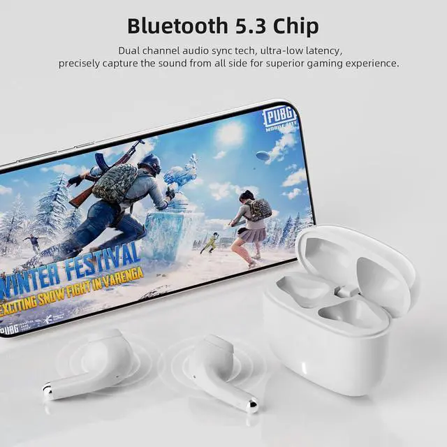 Alt view image 3 of 7 - Bluetooth 5.3 Wireless Earbuds for iPhone 17 16 15 Pro Max Noise Canceling Headphones Stereo in-Ear Earphones Gaming Ear Buds Mic Deep Bass for  S25 S24 S23 S22 S21 Ultra Pixel 10 9 8 7