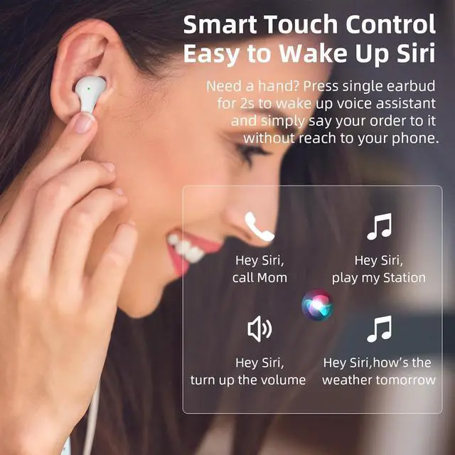 Alt view image 5 of 7 - Bluetooth 5.3 Wireless Earbuds for iPhone 17 16 15 Pro Max Noise Canceling Headphones Stereo in-Ear Earphones Gaming Ear Buds Mic Deep Bass for  S25 S24 S23 S22 S21 Ultra Pixel 10 9 8 7