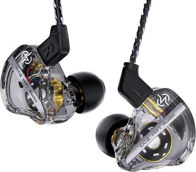 Main image of CCZ DC01 Pro in Ear Monitor Headphones iems for Gaming Professional Gaming Earbuds Super Bass Wired Earphones with 1DD Patent Ear fins Ear tips for Singers Musicians Podcaster (black without mic)