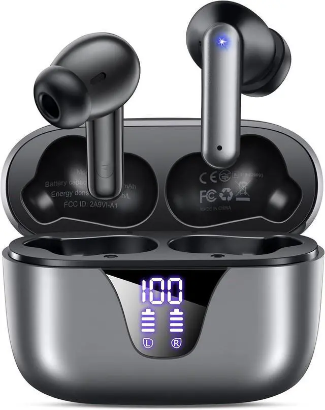 Main image of Wireless Earbuds Bluetooth Headphones 50H Playtime Ear Buds with Mic LED Digital Display Charging Case IPX7 Waterproof Deep Bass Stereo in-Ear Earphone for iPhone Andriod Phone