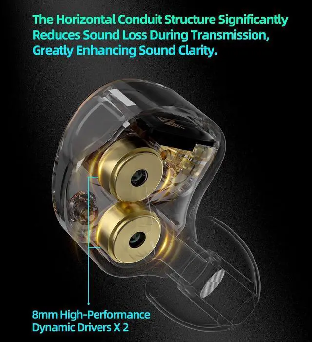 Alt view image 4 of 7 - KZ Taurus in Ear Monitor Headphones Horizontal 2DD Gaming Earbuds Wired IEM in Ear Headphones Noise Cancelling Ear Buds Sound Localization in-Ears for Singers Musicians Audiophiles
