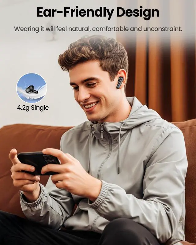 Alt view image 5 of 7 - Wireless Earbuds Bluetooth Headphones ANC/ENC Noise Cancelling Ear Buds with Multifuntional Touch Screen 40H Stereo Sound for Sports IPX7 Clear Calls 5 EQ for iOS Android (Jet Black)