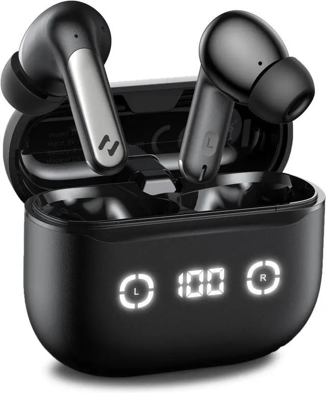 Main image of Wireless Earbuds Noise Cancelling Bluetooth 5.4 Headphones with 4 ENC Noise Cancelling Mic 40H Playtime in-Ear Bluetooth Ear Buds 7 Preset EQs via App LED Display