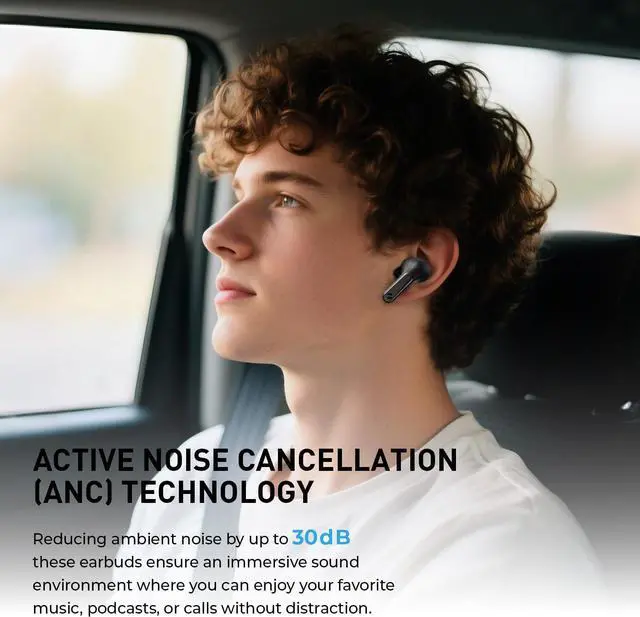 Alt view image 2 of 7 - Wireless Earbuds Noise Cancelling Bluetooth 5.4 Headphones with 4 ENC Noise Cancelling Mic 40H Playtime in-Ear Bluetooth Ear Buds 7 Preset EQs via App LED Display