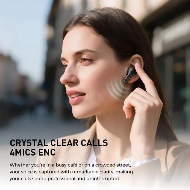 Alt view image 3 of 7 - Wireless Earbuds Noise Cancelling Bluetooth 5.4 Headphones with 4 ENC Noise Cancelling Mic 40H Playtime in-Ear Bluetooth Ear Buds 7 Preset EQs via App LED Display