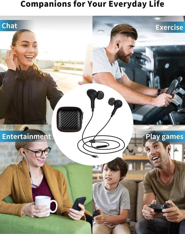 Alt view image 7 of 7 - USB C Headphone for  S25 FE S24 A16 A17 Wired Earbuds Magnetic in-Ear Type C Earphone with Microphone Volume Control Bass Stereo Noise Canceling for iPhone 17 Pro Max Air 16 16e 15 Pixel 10 9a