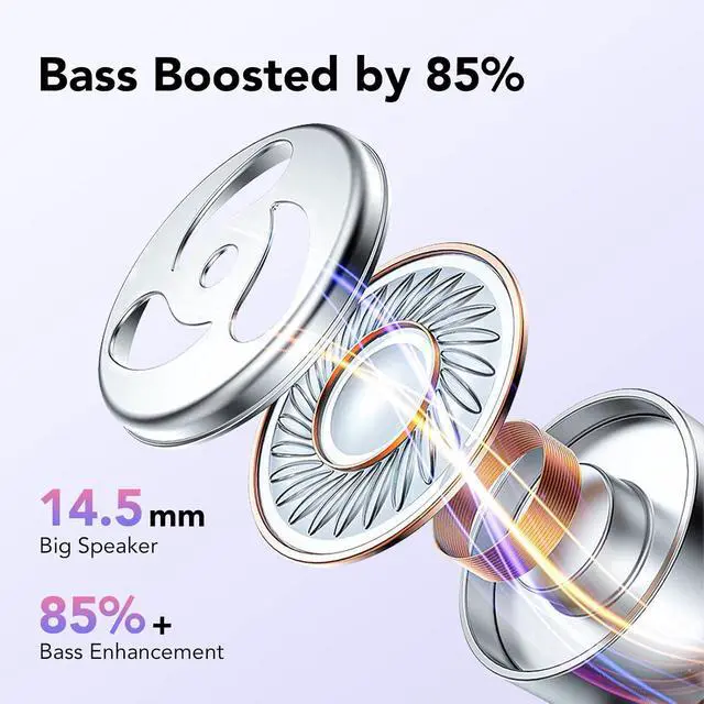 Alt view image 4 of 7 - Ear buds Wireless Earbuds Bluetooth 5.3 Headphones 60hrs Playtime with Digital Display Sports Wireless Headphones with Earhook Deep Bass IPX7 Waterproof Over-Ear Earbuds for Android iOS Workout Purple