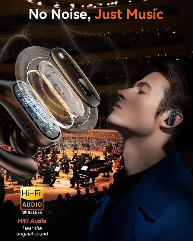 Alt view image 6 of 7 - Wireless Earbuds Sports Bluetooth 5.4 Headphones Ear Buds with ENC Noise Canceling Mic 80Hr Playtime Earphones Palm-Sized LED Power Display IPX7 Waterproof Headset for Workout Running Black