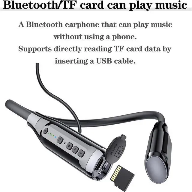 Alt view image 7 of 7 - Wireless Bluetooth 5.0 Neck Earbuds with 100 Hours of Playback IPX5 Waterproof Sports Earphones with Microphone Magnetic TF Card Slot for Gym Running Exercises (A12)