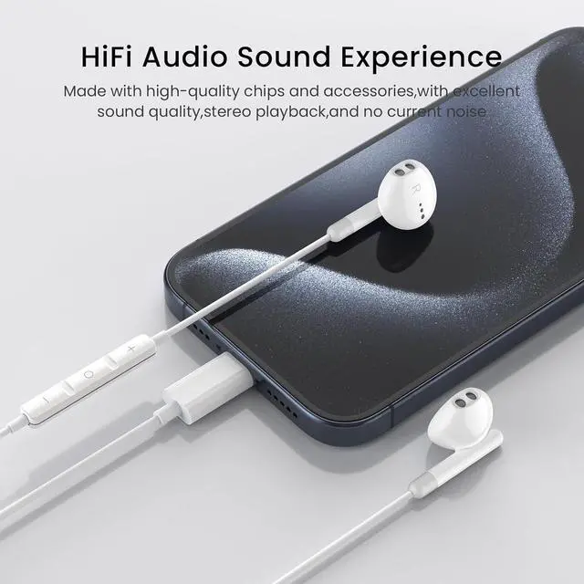 Alt view image 4 of 7 - USB C Headphones for iPhone 17 16 15 Pro Max Plus iPad Pro USB C Earphones with Microphone Volume Control USB C Wired Earbuds USB Type C Earphone for Google Pixel 8  S25 S24 S23 S22 S21 S20 A55