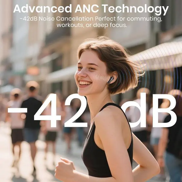 Alt view image 2 of 7 - Wireless Earbuds 5.4 Bluetooth Headphones 100H Bluetooth Earbuds Active Noise Cancelling Earphones in-Ear Earbud with 4 ENC Noise Cancelling Mic IP5 Waterproof Earphones for Android iOS