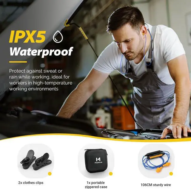 Alt view image 7 of 7 - Bluetooth Work Earplugs Headphone Wireless in-Ear Noise Isolating Earbuds 29dB Noise Reduction Headphone with Control 19+ Hours Battery for Lawn Mowing Safety Industrial Construction(Black)