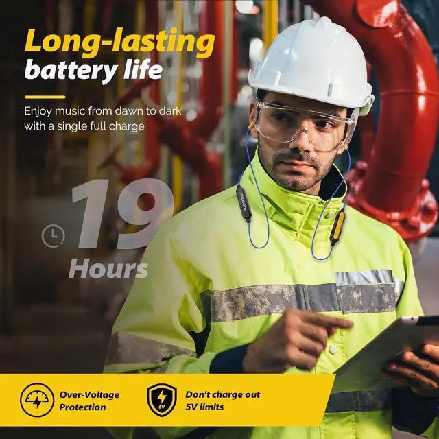 Alt view image 5 of 7 - Bluetooth Work Earplugs Headphone Wireless in-Ear Noise Isolating Earbuds 29dB Noise Reduction Headphone with Control 19+ Hours Battery for Lawn Mowing Safety Industrial Construction(Black)