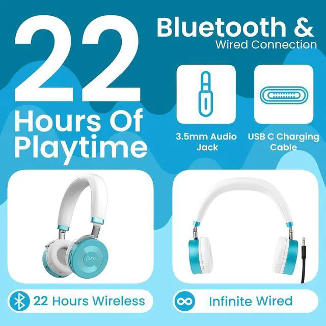 Alt view image 3 of 7 - JuniorJam Plus Volume-Limiting Wireless Bluetooth Headphones for Kids Secure Audio with Adjustable On-Ear Design 22-Hour Battery Life Ideal for Tablets Smartphones & PCs - Teal