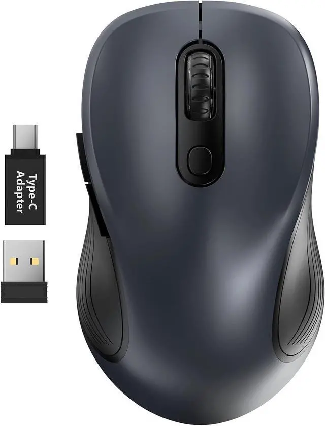 Main image of Wireless Mouse for Laptop 2.4GHz Ergonomic Computer Mouse with Back & Forward Buttons 3 Adjustable DPI Levels 6 Buttons Optical USB Cordless Mice for Windows PC (Gray 1 Pack)