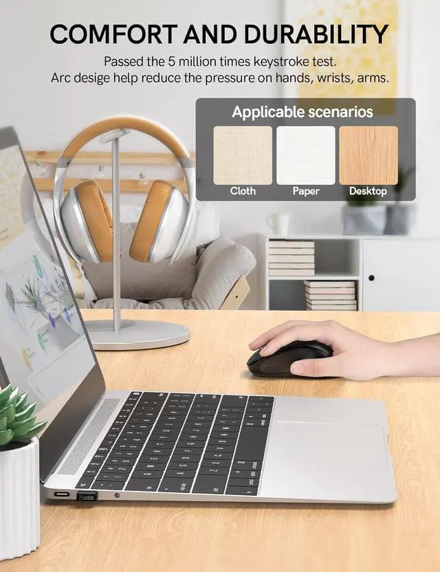 Alt view image 7 of 7 - Wireless Mouse for Laptop 2.4GHz Ergonomic Computer Mouse with Back & Forward Buttons 3 Adjustable DPI Levels 6 Buttons Optical USB Cordless Mice for Windows PC (Gray 1 Pack)