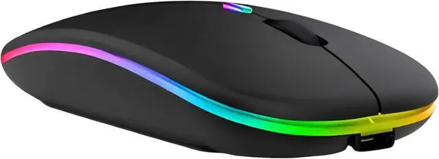 Main image of Wireless Bluetooth Magic Mouse - Rechargeable Slim RGB Backlight 2.4GHz Type-C Nano USB Receiver Dual Mode Connection for Laptop/PC/Mac/iPad/Computer (Onyx Black)