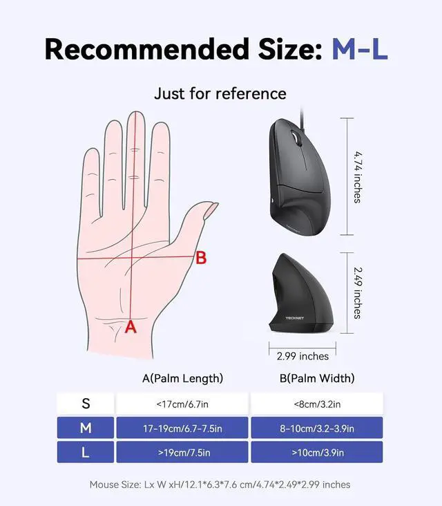 Alt view image 2 of 7 - Wired Mouse 6400 DPI Ergonomic Mouse 6 Buttons Silent Mice 4 Adjustable DPI Vertical Mouse Compatible with Windows/Chrome/Laptop/Computer
