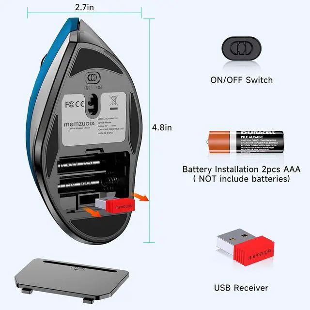 Alt view image 7 of 7 - Ergonomic Mouse Wireless 2.4G Optical Cordless Mice with 800/1200/1600 DPI Vertical Computer Wireless Mouse for Laptop Mac PC Desktop (for Right Hand Large) Blue Mouse