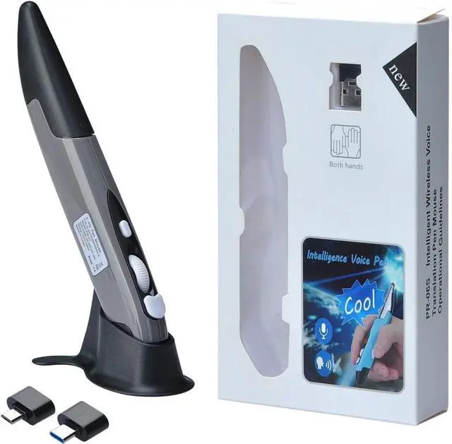 Alt view image 7 of 7 - Wireless Optical Pocket Pen Mouse 2.4GHZ USB Wireless Optical Pen Mouse 800/1200/1600 DPI Adjustable Handwriting Mini Air Mice for PC Laptop Notebook Computer Mac (Grey)