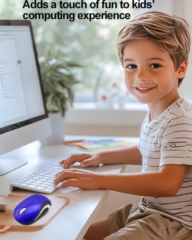 Alt view image 2 of 5 - Wireless Mouse Mini Small Silent Cute Pocket Portable Compact Travel USB Tiny Optical Mice 3 Buttons 1000 DPI Cordless Mouse for PC Laptop Computer MacBook Kids Girl Boy Women Small Hands Gift(Blue)