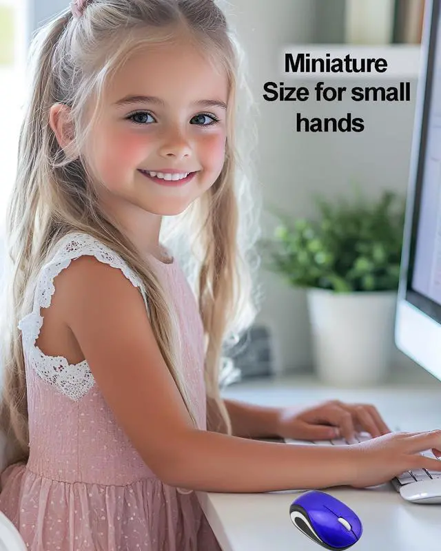 Alt view image 3 of 5 - Wireless Mouse Mini Small Silent Cute Pocket Portable Compact Travel USB Tiny Optical Mice 3 Buttons 1000 DPI Cordless Mouse for PC Laptop Computer MacBook Kids Girl Boy Women Small Hands Gift(Blue)