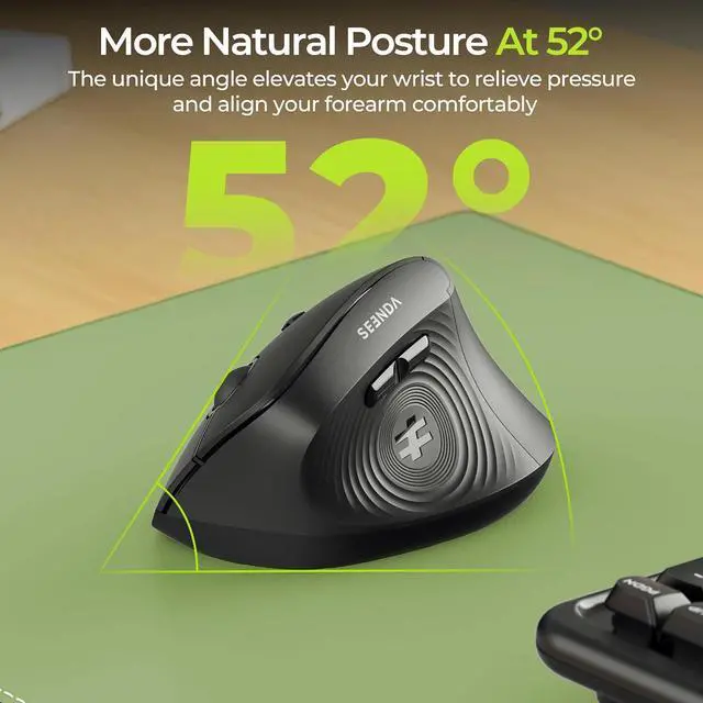 Alt view image 4 of 7 - Ergonomic Mouse Wireless MOU200 Bluetooth Vertical Mouse - 2.4G & Bluetooth Multi-Device Connectivity Wireless Mice for Windows Mac OS Computer/PC/Laptop Black