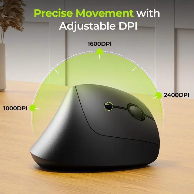 Alt view image 5 of 7 - Ergonomic Mouse Wireless MOU200 Bluetooth Vertical Mouse - 2.4G & Bluetooth Multi-Device Connectivity Wireless Mice for Windows Mac OS Computer/PC/Laptop Black