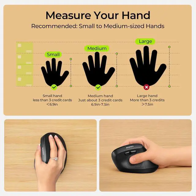 Alt view image 6 of 7 - Ergonomic Mouse Wireless MOU200 Bluetooth Vertical Mouse - 2.4G & Bluetooth Multi-Device Connectivity Wireless Mice for Windows Mac OS Computer/PC/Laptop Black