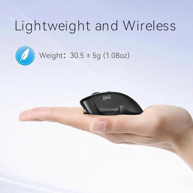 Alt view image 3 of 7 - Mini Wireless Bluetooth Mouse for Travel Silent Rechargeable Computer Mouse for Laptop Small Portable BT5.1/5.0 & 2.4Ghz with USB Receiver and Type C Adapter - Black