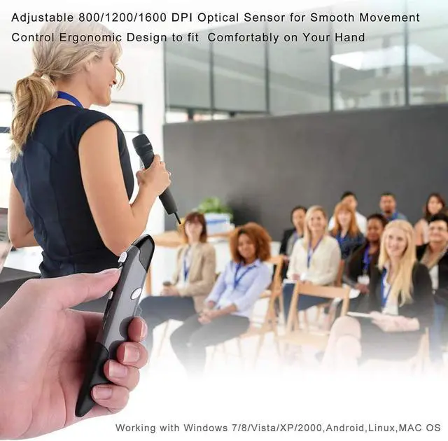 Alt view image 3 of 7 - Wireless Optical Pocket Pen Mouse 2.4GHZ USB Wireless Optical Mini Air Mouse for PC Laptop Notebook Computer Mac (Grey)