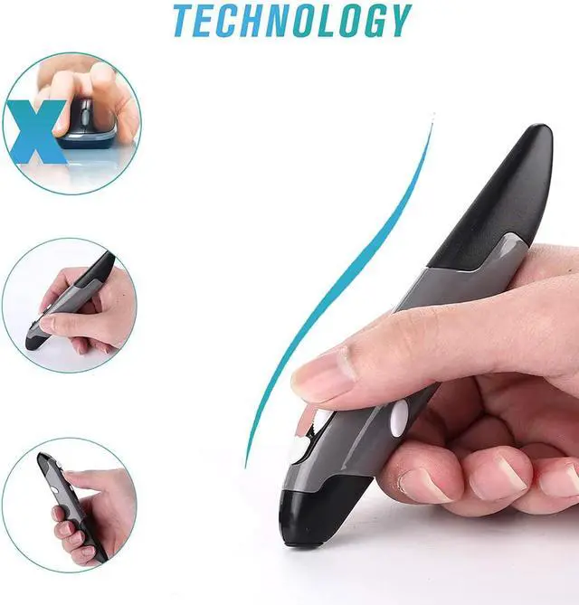 Alt view image 5 of 7 - Wireless Optical Pocket Pen Mouse 2.4GHZ USB Wireless Optical Mini Air Mouse for PC Laptop Notebook Computer Mac (Grey)