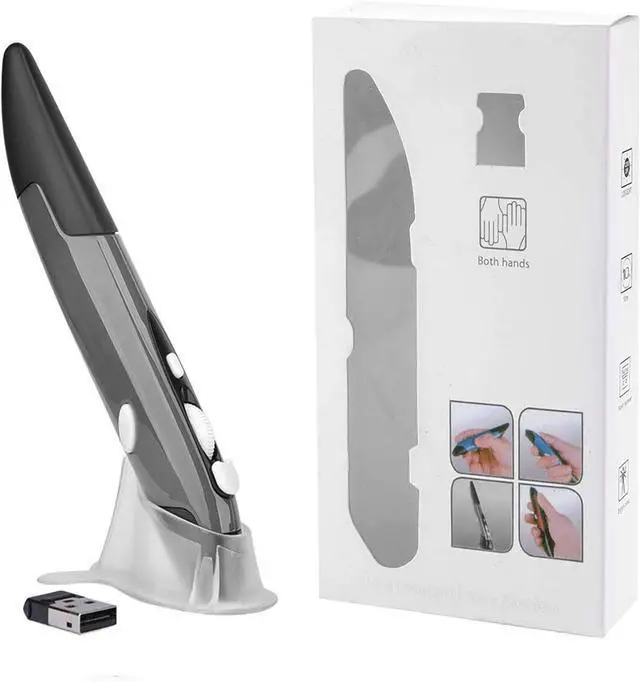 Alt view image 7 of 7 - Wireless Optical Pocket Pen Mouse 2.4GHZ USB Wireless Optical Mini Air Mouse for PC Laptop Notebook Computer Mac (Grey)