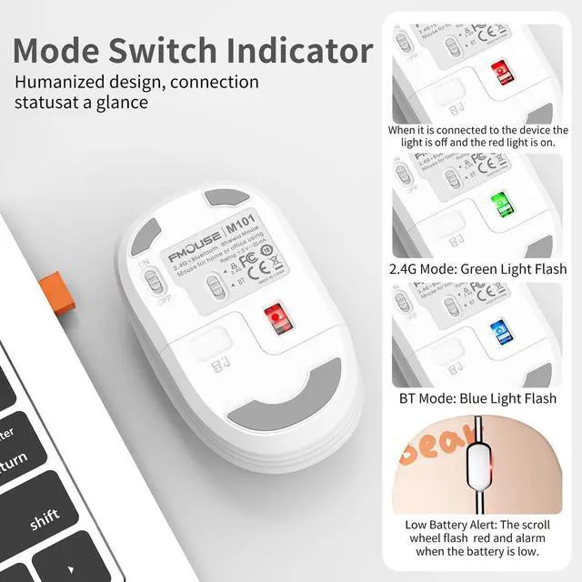 Alt view image 6 of 7 - Cute Bluetooth Wireless Mouse with 2.4GHz USB Receiver Silent Clicks AA-Battery Powered Durable Lovely Cartoon Mice Ideal for Kids Students Teens on Laptops Mac iPad PC (Kerry Bear)