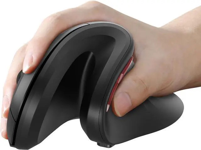 Main image of Ergonomic Vertical Mouse with Jiggler - Bluetooth + 2.4G USB Multi Device Wireless Ergo Mice Jiggler Mouse Mover for Laptop/PC/Notebook Computer Mice for Windows Mac OS (Black)