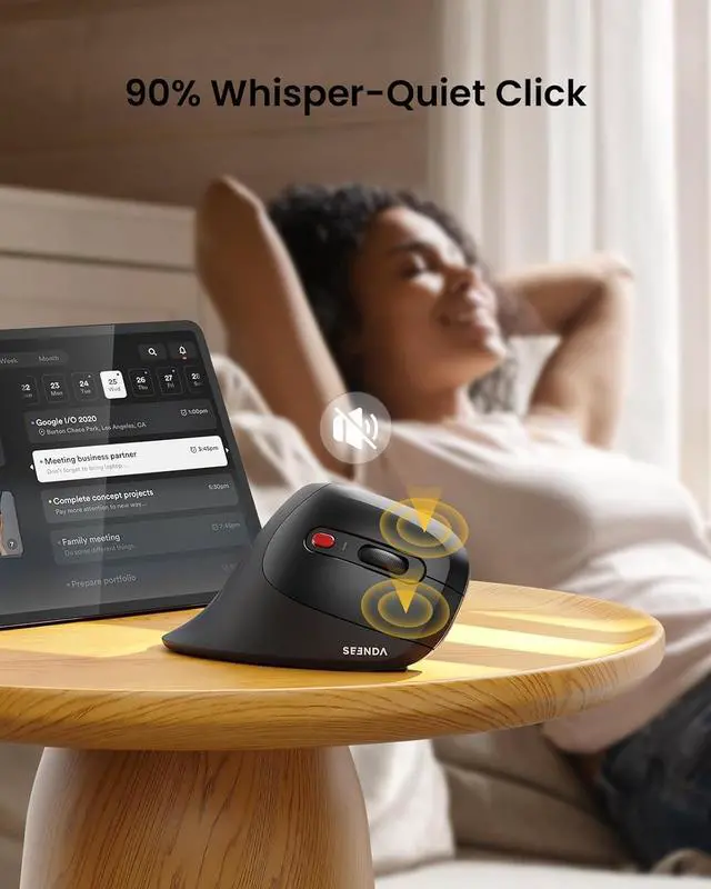 Alt view image 6 of 7 - Ergonomic Vertical Mouse with Jiggler - Bluetooth + 2.4G USB Multi Device Wireless Ergo Mice Jiggler Mouse Mover for Laptop/PC/Notebook Computer Mice for Windows Mac OS (Black)