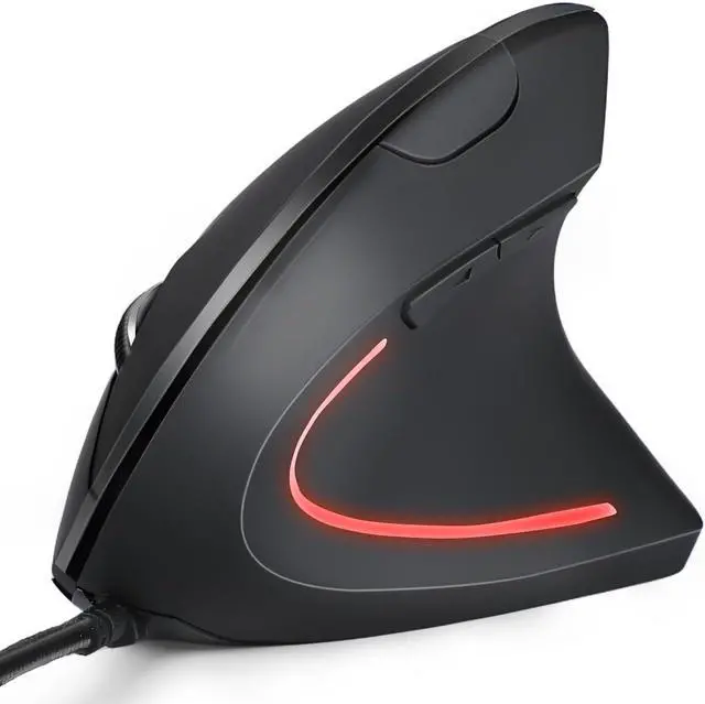 Main image of Wired Ergonomic Mouse USB Wired Vertical Mouse with 800/1200/1600 Adjustable DPI 6 Buttons Ergonomic Mouse for Laptop/PC/Desktop-Black