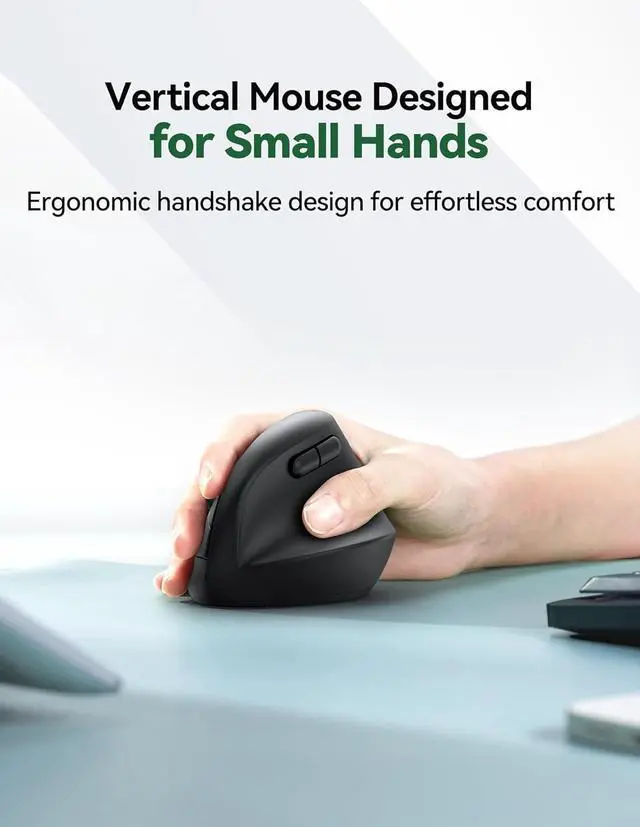 Alt view image 2 of 7 - Mini Vertical Wireless Mouse Ergonomic Mouse for Small Hands 4800DPI 5 Adjustable DPI Levels 6 Buttons 2.4GHz Silent Optical Wireless Mouse for Laptop Computers PCs Macs
