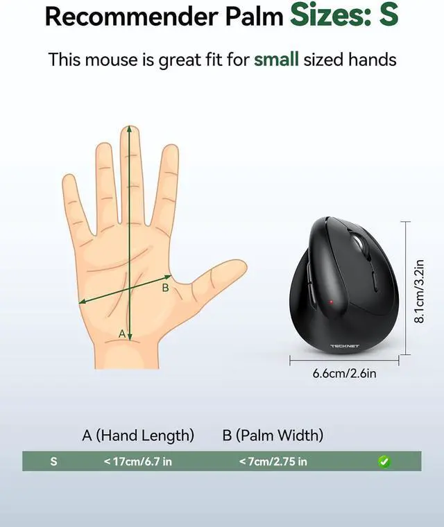 Alt view image 3 of 7 - Mini Vertical Wireless Mouse Ergonomic Mouse for Small Hands 4800DPI 5 Adjustable DPI Levels 6 Buttons 2.4GHz Silent Optical Wireless Mouse for Laptop Computers PCs Macs