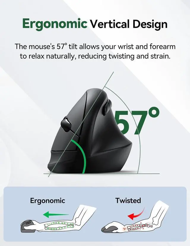 Alt view image 4 of 7 - Mini Vertical Wireless Mouse Ergonomic Mouse for Small Hands 4800DPI 5 Adjustable DPI Levels 6 Buttons 2.4GHz Silent Optical Wireless Mouse for Laptop Computers PCs Macs