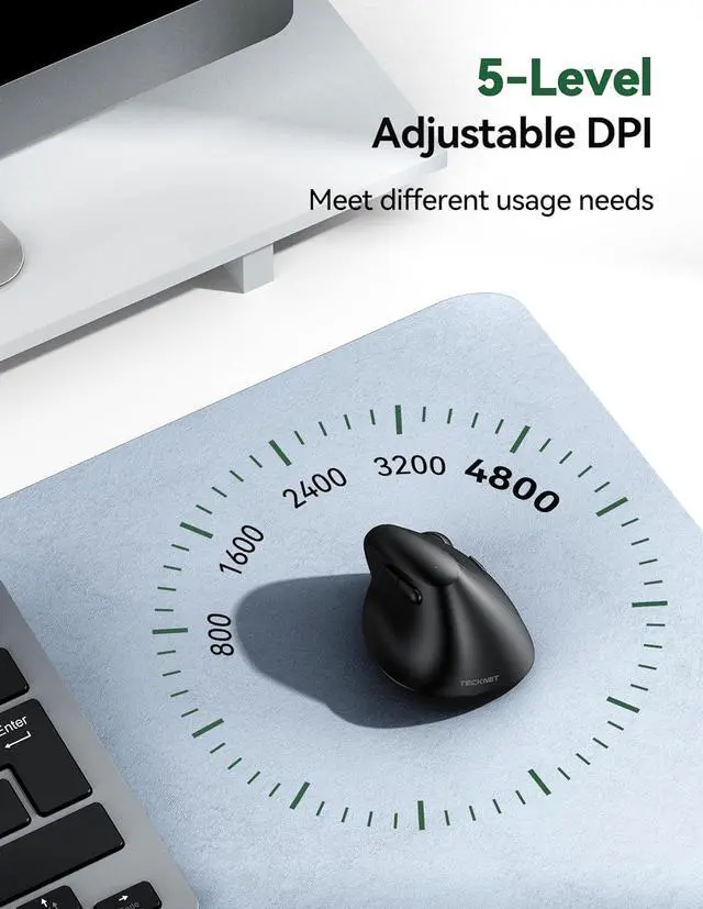 Alt view image 5 of 7 - Mini Vertical Wireless Mouse Ergonomic Mouse for Small Hands 4800DPI 5 Adjustable DPI Levels 6 Buttons 2.4GHz Silent Optical Wireless Mouse for Laptop Computers PCs Macs