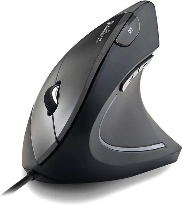 Alt view image 7 of 7 - PERIMICE-513 Wired Ergonomic Vertical Mouse - 6 Buttons with 1000/1600/3200/6400 DPI - Right-Handed Design - Wired USB 5.9ft Cable - Black