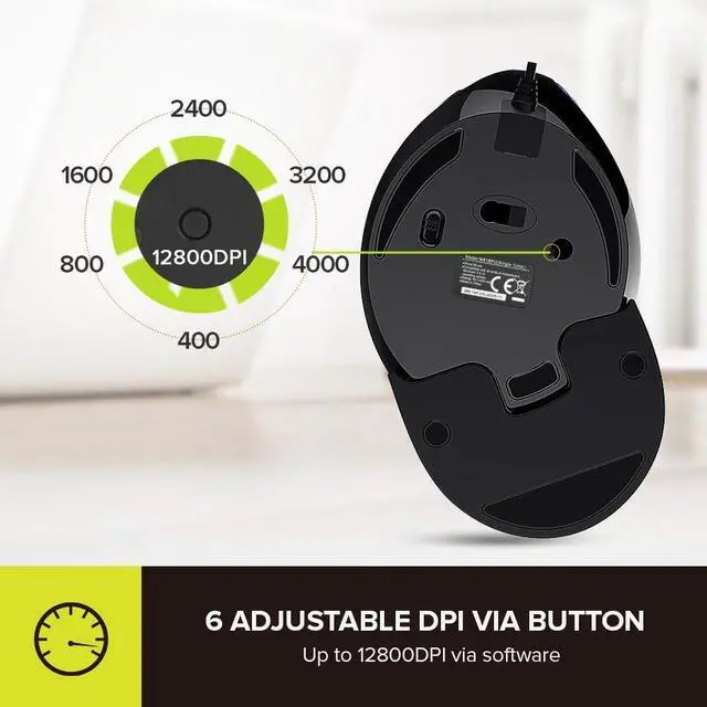 Alt view image 3 of 7 - Ergonomic Mouse Wired Large RGB Vertical Mouse with 6 Buttons 4000DPI Removable Wrist Rest for Carpal Tunnel (M618Plus RGB-Wired)