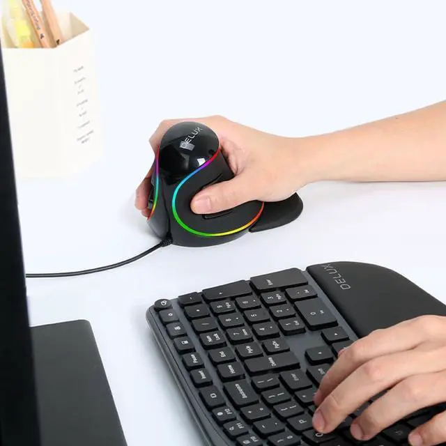 Alt view image 7 of 7 - Ergonomic Mouse Wired Large RGB Vertical Mouse with 6 Buttons 4000DPI Removable Wrist Rest for Carpal Tunnel (M618Plus RGB-Wired)