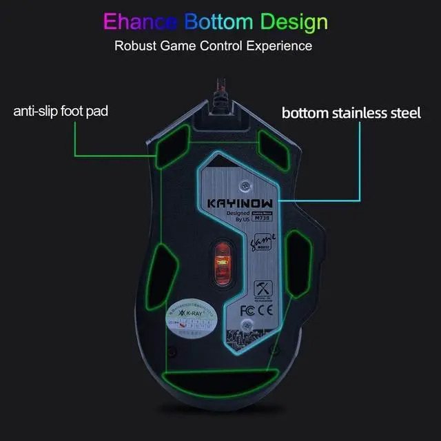 Alt view image 7 of 7 - RGB Light up Wired Gaming Mouse for Computer - Durable USB Led Laptop Mice w/ 7 Color Backlit 4 Adjust DPI Up to 3200 for Gaming Silent & Stable PC Corded Mouse for Mac MacBook Windows Linux PS4